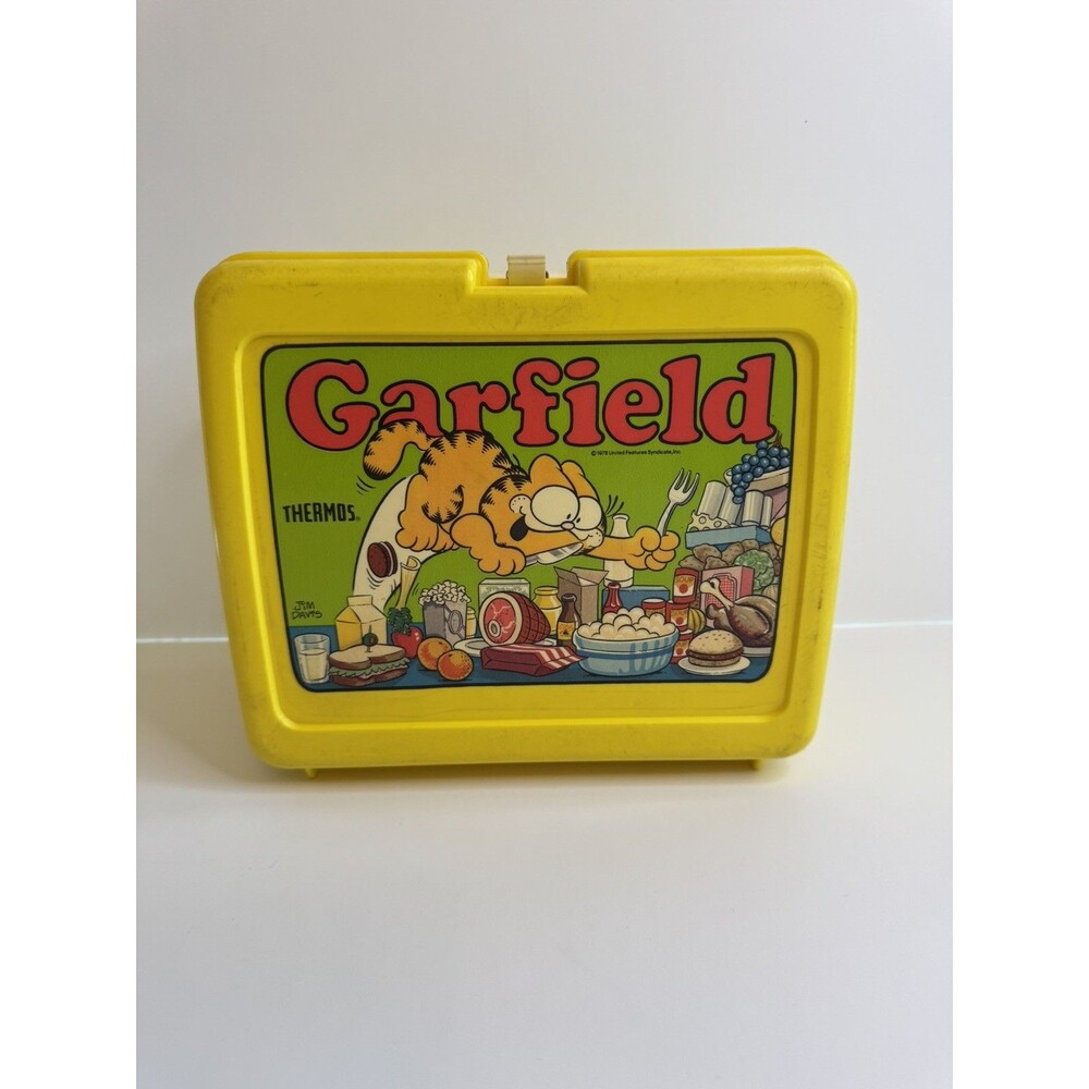 Vintage 1978 Garfield Plastic Lunch Box Thermos Brand Jim Davis